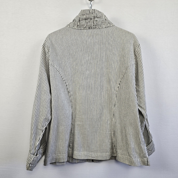 Dressbarn Stripe Live a Little Zip Up Jacket Size XL Black Off White - Picture 10 of 12